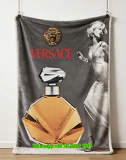 Versace Gianni Versace Fragrance Print Flannel Throw Blanket Luxury Amber Gold and Red Sofa Cover Blanket IMG_1528